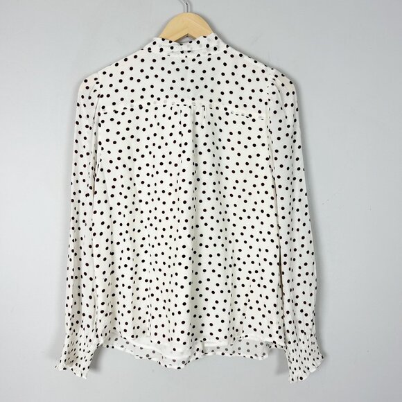 Talbots Button Front Top White Polka Dot Career Classic Size Petite Large Women' - Picture 3 of 4